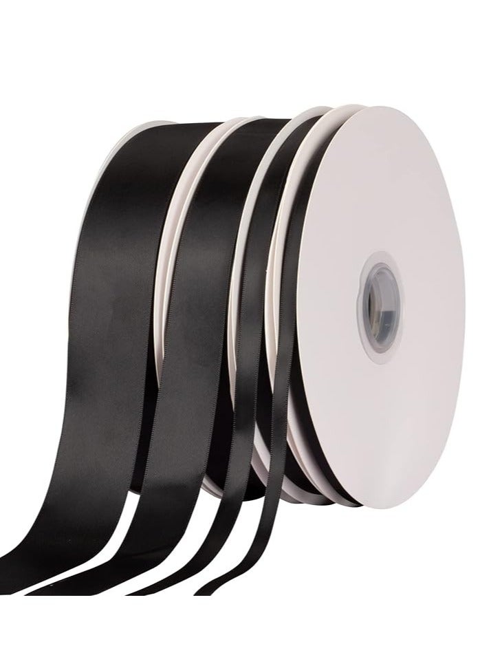 Home zone 1" Inch Double Faced Satin Ribbon Solid Polyester Ribbon for Gift Wrapping, Crafts, Hair Bows, Wedding Party Decaration, Baby Shower Decoration Floral Arrangement (100 Yards, 	Black) - Image 4