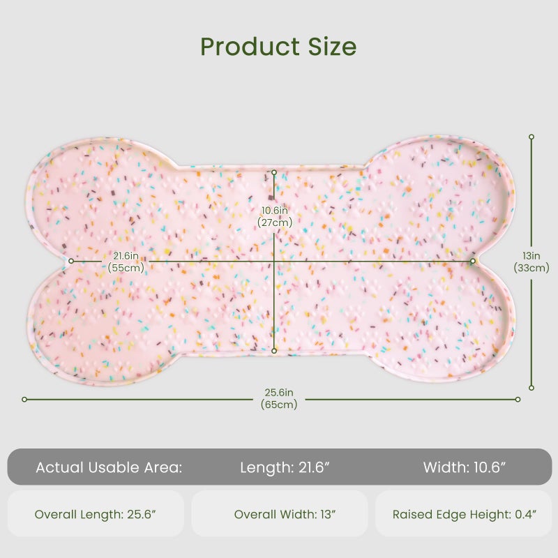 PWTAA Dog Food Mat Anti-Slip Silicone Dog Bowl Mat Thicker Pet Placemat Waterproof Cat Feeder Pad with Raised Edge Puppy Kitten Feeding Mats Suitable Small Medium-Sized Dogs Cats Eating Tray - Image 2