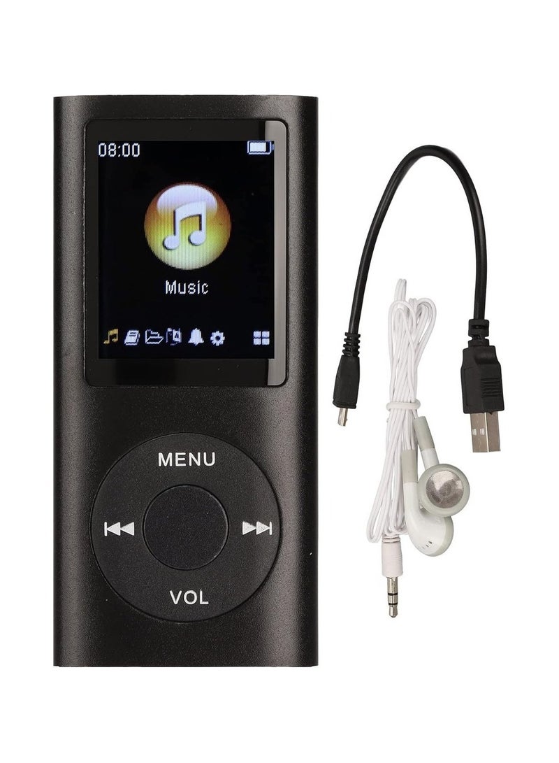 MP3 Player Music Player Supports Up To 64GB Slim Classic Digital 1 8in LCD Screen Mini USB Port With FM Radio Voice Recorder Speaker Lossless Sound Earphones Included (Black)  - Image 1
