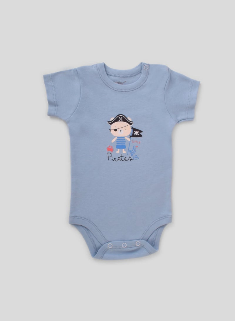 Junior Baby Half Sleeve Bodysuits, 3-Pack, Multiple Designs, 100% Cotton - Baby Boy - Image 4