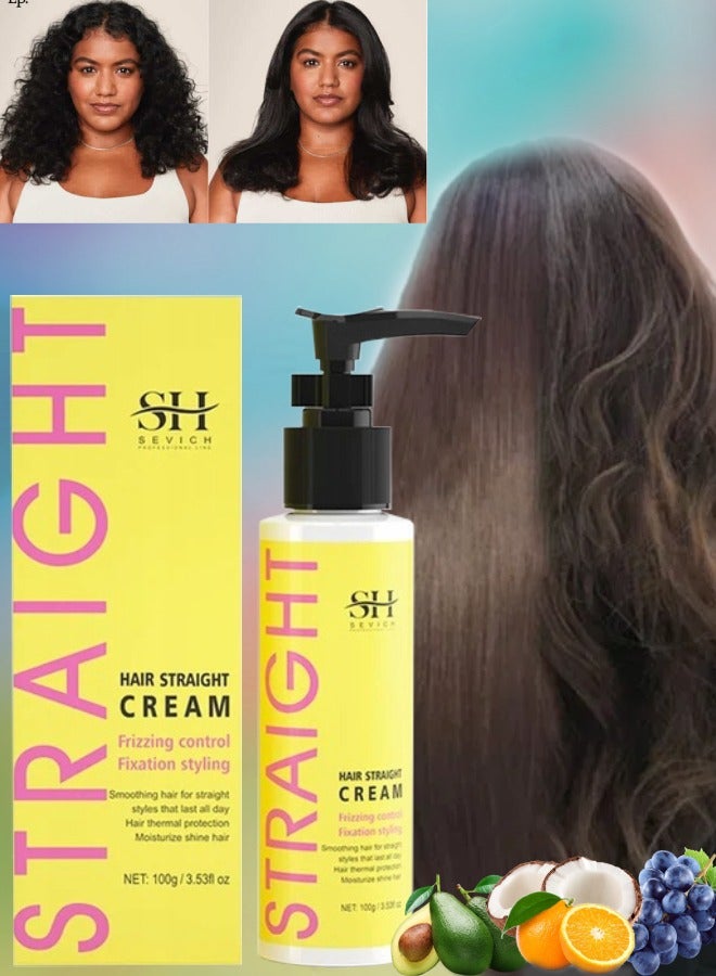 Sevich 100g Hair Straight Spray Smoothing Hair Thermal Protection Moisturize and Shine Hair with Coconut Oil and Shea Butter Hair Straightening Cream Frizzing Control Fixation Styling Cream - Image 1