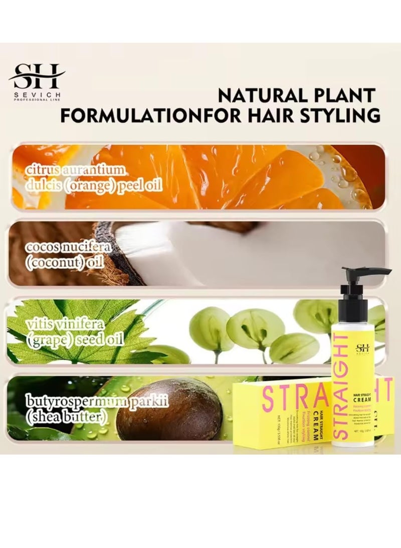 Sevich 100g Hair Straight Spray Smoothing Hair Thermal Protection Moisturize and Shine Hair with Coconut Oil and Shea Butter Hair Straightening Cream Frizzing Control Fixation Styling Cream - Image 4