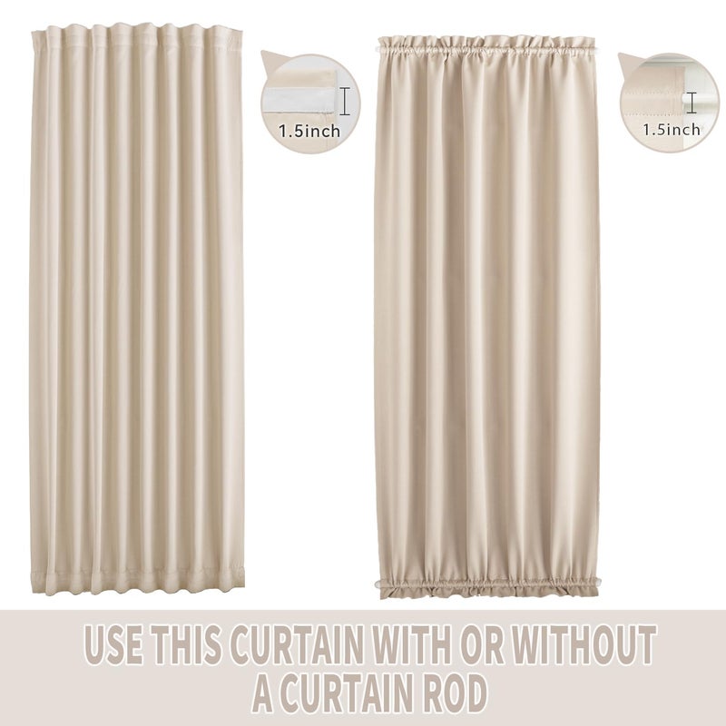Vatge French Door Curtain Front Door Curtains For Glass Window Sidelight Curtains For Front Door  1 Panel  W12 X L72  Light Beige - Image 4