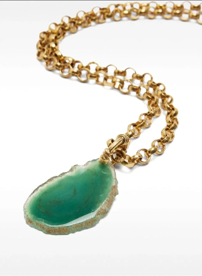 PARFOIS Long Necklace Of Links With Stone Pendant