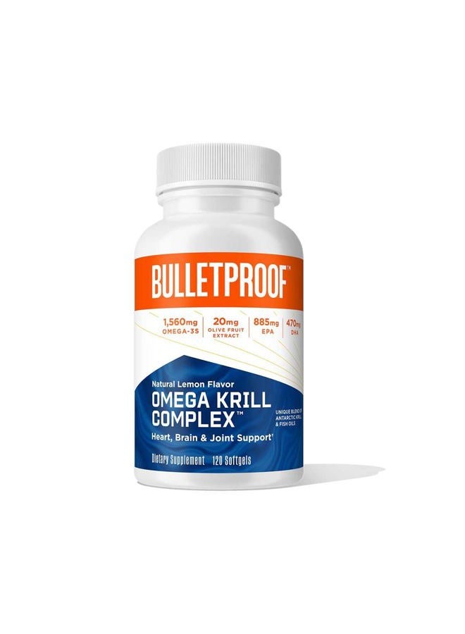 Bulletproof Lemon-Flavored Omega Krill Complex Softgels, 120 Count, Fish Oil Supplement for Brain and Heart Health - Image 1