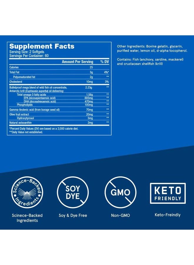 Bulletproof Lemon-Flavored Omega Krill Complex Softgels, 120 Count, Fish Oil Supplement for Brain and Heart Health - Image 2