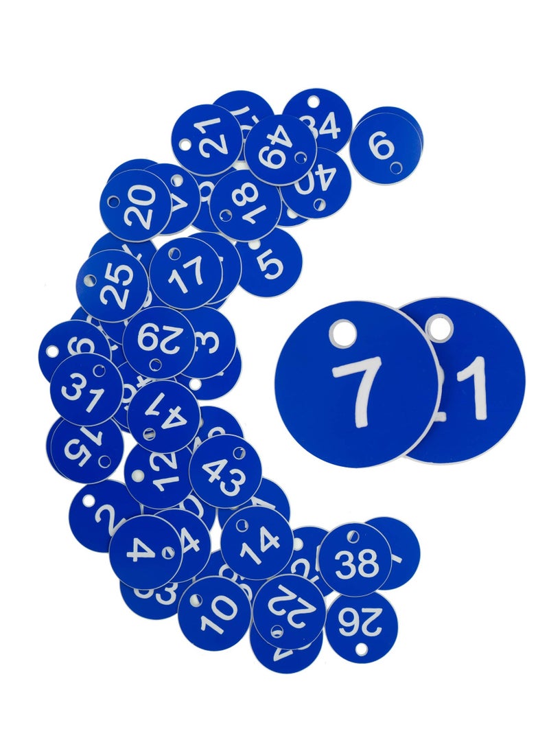 Excefore Plastic ID Number Tags, Engraved Tags Key Tags Without Key Rings for Locker Dorm Hotel Bar Restaurant Club Restaurant Table Numbers (1-50, Blue)  - Image 1