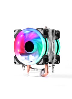 Desktop Computer Double Copper Tube CPU Radiator Super Quiet Color Light 3-pin Double Fan