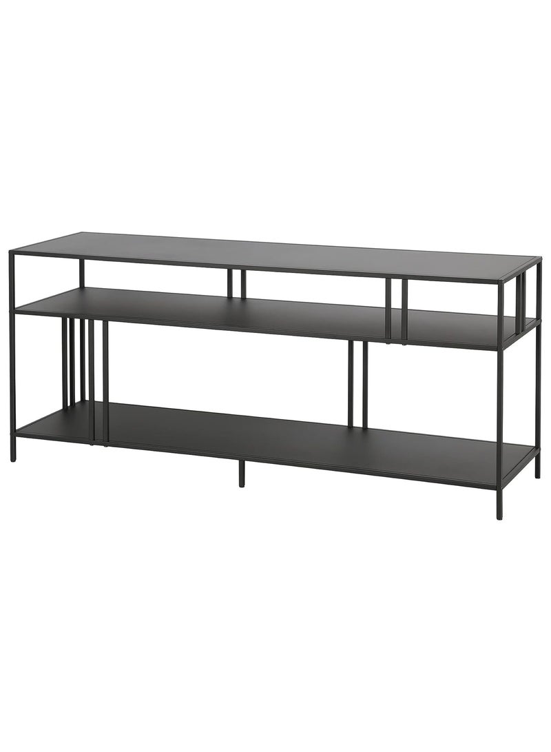 LINGWEI Metal TV Stand With Glass Shelves Black Console Table For Home Living room Bedroom - Image 5