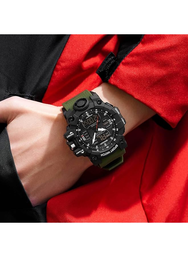 KASTWAVE Men Analog Sports Watch Led Digital Watch 5Atm Waterproof Electronic Stopwatch Large Dual Dial Time Easy To Read Outdoor Wrist Watch Tactical - Image 2