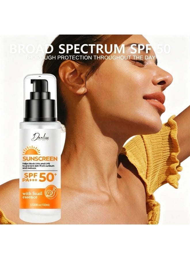 danliss Danlise Sunscreen SPF 50+ PA+++ with Snail Essence for Face - Water, Sweat & Sand Resistant Sun Cream for Men & Women - Image 2