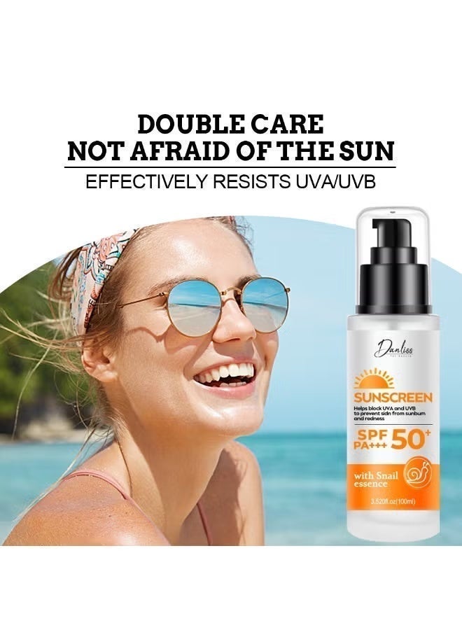 danliss Danlise Sunscreen SPF 50+ PA+++ with Snail Essence for Face - Water, Sweat & Sand Resistant Sun Cream for Men & Women - Image 4