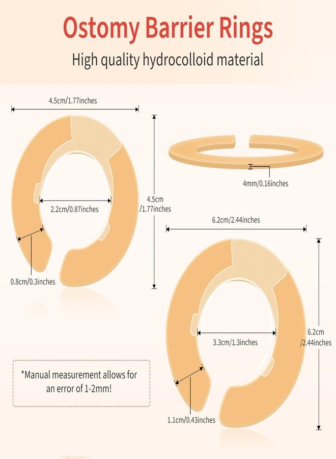 DERAYMI 20pcs Ostomy Barrier Rings, Outer Diameter 1.8" (45mm 4mm Thickness, Medical Hydrocolloid Ostomy Supplies, Moldable Barrier Rings for Ostomy Bag, Skin Barrier Ostomy for Colostomy Bags - Image 3
