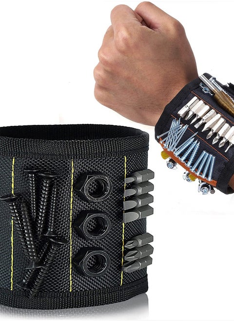 Magnetic Tool Wristband - Strong Magnetic Nail Suction, Convenient Work Assistant with No Assembly Required, Black and Red Color Options, Uncharged Power Mode