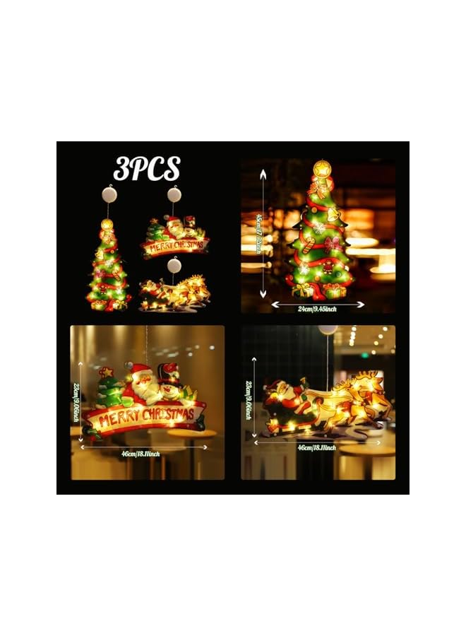 The Bros Christmas Decorations - 3 PCS LED Window Hanging Lights With Suction Cup for Xmas Tree, Fireplace, Door Decor - Image 2
