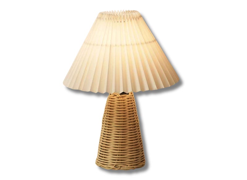 مصباح جانبي ليلي من دبوبيرس بتصميم مضلع من الخيزران على الطراز الاسكندنافي العتيق مع ظل قماشي بيج قابل للشحن يعمل بالطاقة عبر USB بقوة 3 واط لتزيين غرفة النوم