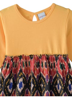 Lovetti Melon Yellow Kilim Pattern Girl Long Sleeve Dress  - Image 3