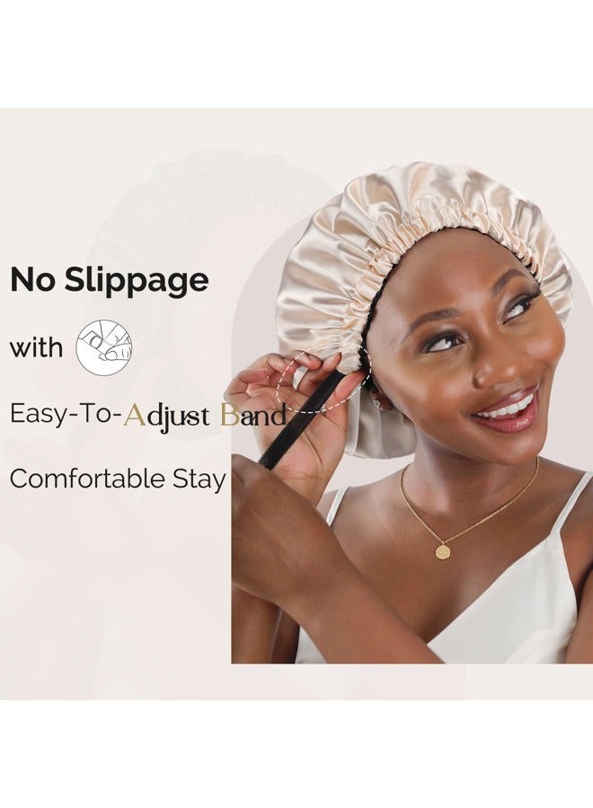 YANIBEST Double Layer Satin Bonnet Silk Bonnet Adjustable Hair Bonnet for Sleeping Hair Bonnets for Women Curly Natural Hair - Image 3