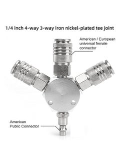 SYOSI SYOSI Quick Coupling Distributor, 3-Way Air Hose Distributor, 1/4 Inch Pneumatic Connection Quick Coupling, 3-Way Manifold with 3 Pieces Industrial Coupler and Plug, Quick Connect Fittings  - Image 5