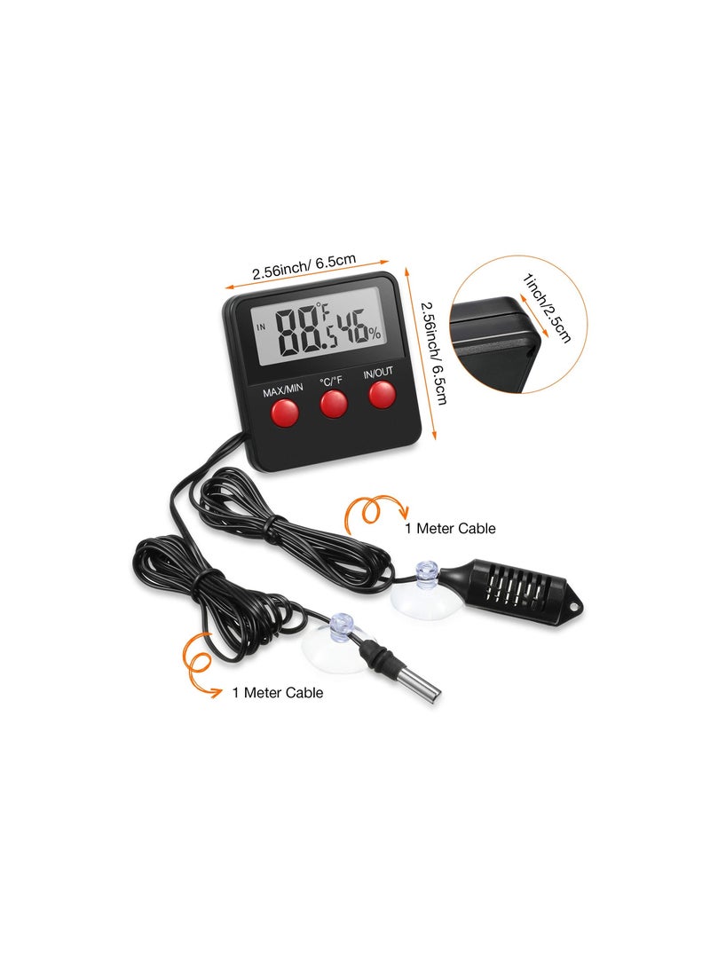 Y&D Thermometer 2 Pcs Reptile and Humidity Gauge Terrarium Hygrometer with Probes Indoor Outdoor Digital Pet Temperature for Reptiles Keeping - Image 2