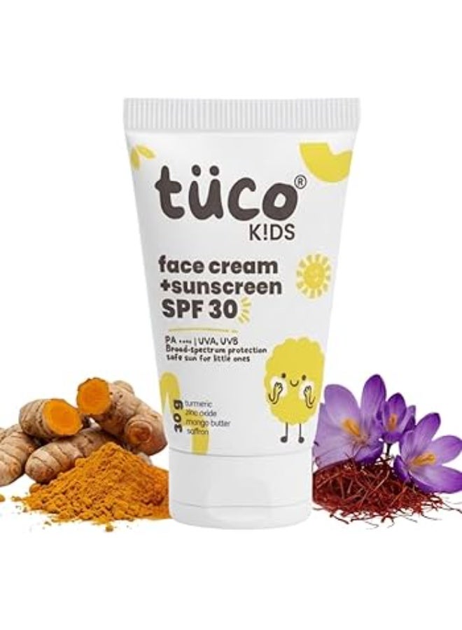 Tuco® Kids 2 in 1 Face Cream + Sunscreen SPF 30 with Saffron oil for Kids | Ages 2-5, 5-10, 10-15 | UVA/UVB PA++++ | Broad Spectrum | Benzophenone- 3, Avobenzone Free | 30 gm (Pack of 2) - Image 2