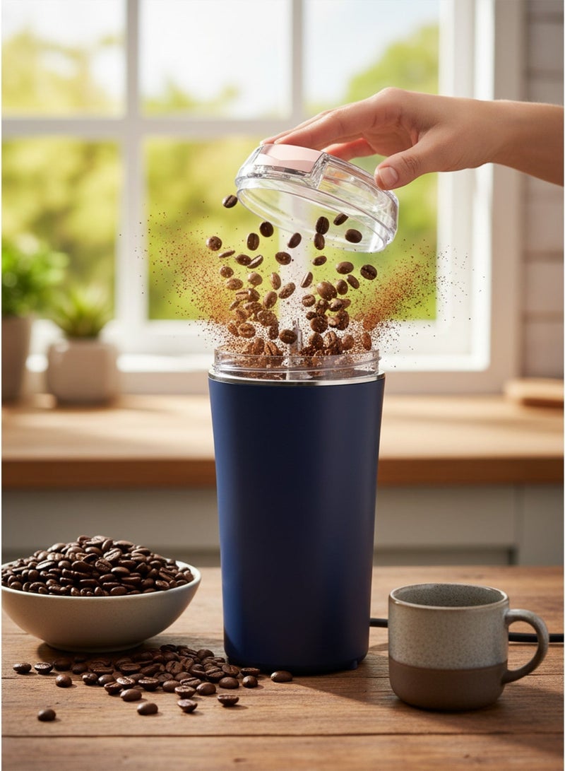 Household Mini Electric Grinder, 200W, 80g Capacity, 304 Stainless Steel Blades, Low Noise, Blue - Image 1