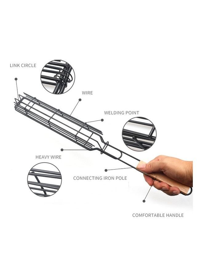 نيبمينينت طقم مشابك شواء شبكية مع مقبض خشبي مكون من قطعتين أسود/بيج 52x5x12سم - Image 2