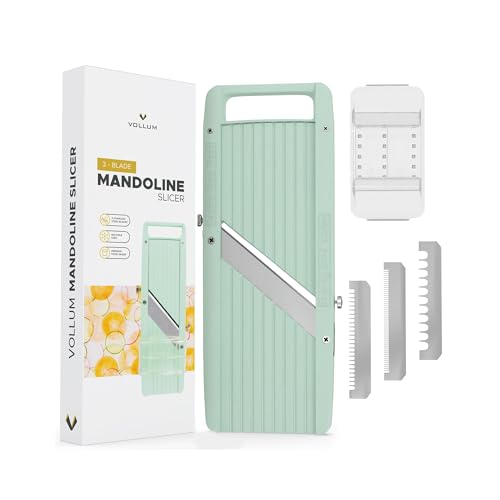 Vollum Narrow Handheld Mandoline Slicer for Kitchen – Professional Slicer Vegetable Cutter Japanese Mandoline Slicer with Interchangeable Stainless Steel Blades – Food Manual Slicer - Image 1