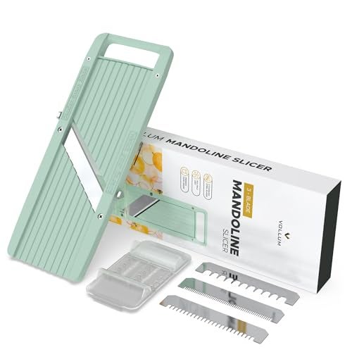 Vollum Narrow Handheld Mandoline Slicer for Kitchen – Professional Slicer Vegetable Cutter Japanese Mandoline Slicer with Interchangeable Stainless Steel Blades – Food Manual Slicer - Image 5