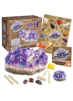 Mindware MindWare Dig It Up Giant Gem Discovery Kit - Gemstone Dig Kit Offers Geology for Kids with 12 Real Polished Hidden Gemstones - Includes 1 Giant Gem, Chiseling Tools, Gemstone Poster - Ages 4+  - Image 1