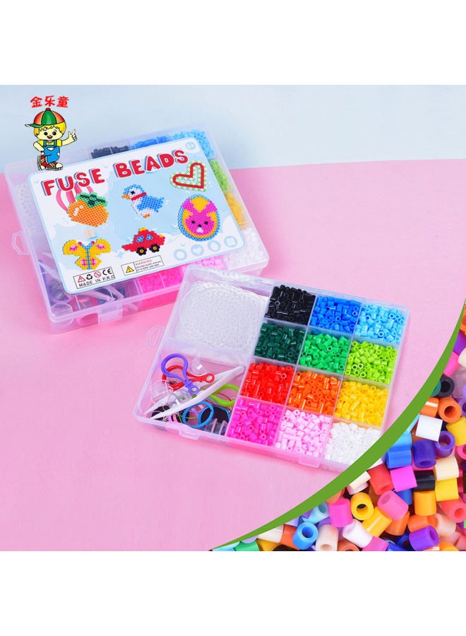 Spelling Peas Children's Educational Handmade DIY Toy Set 5mm Hot Beads Spelling Peas 14 Color Storage Box Set-Color:14-grid Storage Box - Image 3
