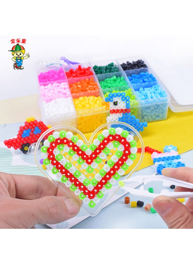 Spelling Peas Children's Educational Handmade DIY Toy Set 5mm Hot Beads Spelling Peas 14 Color Storage Box Set-Color:14-grid Storage Box - Image 4