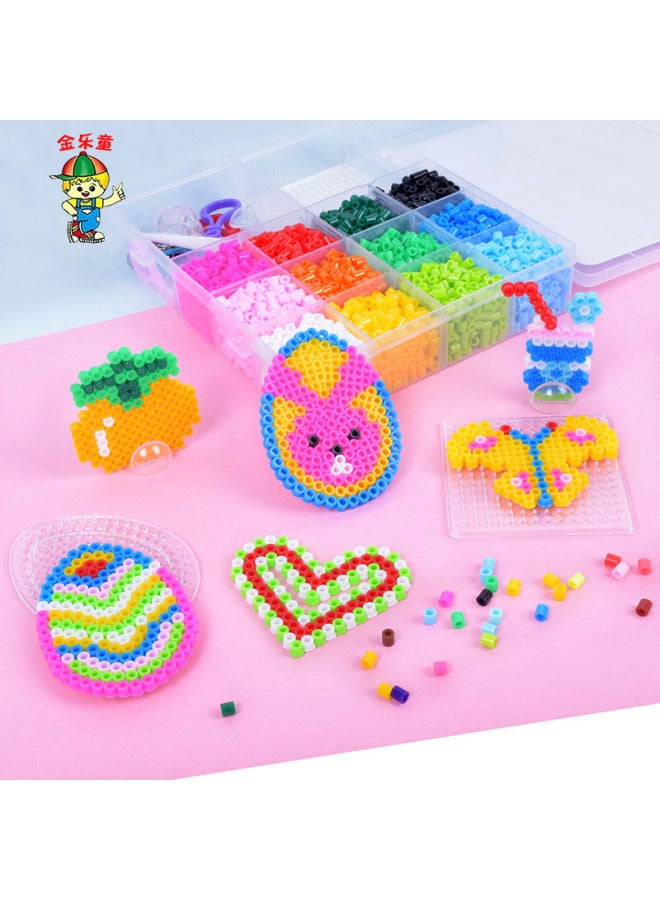 Spelling Peas Children's Educational Handmade DIY Toy Set 5mm Hot Beads Spelling Peas 14 Color Storage Box Set-Color:14-grid Storage Box - Image 2