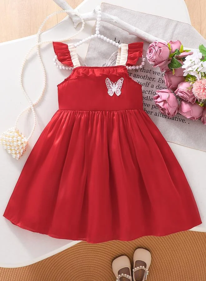 Take Two Girls Red Ruffled Detail Dress