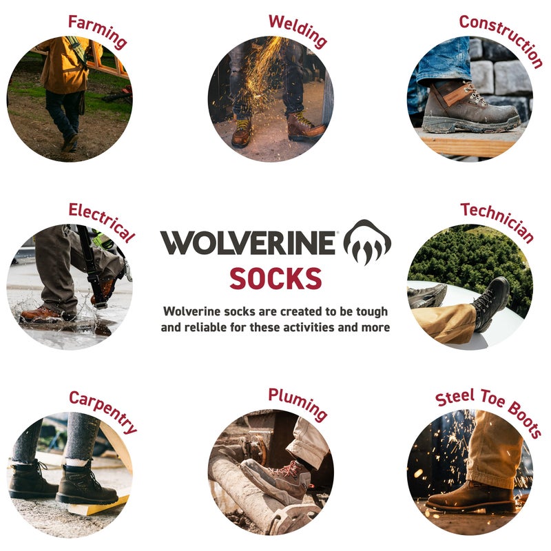 Wolverine Men's Steel Toe Cotton Crew 2 Pair Pack, Navy, Men's Shoe Size 7-12 - Image 4