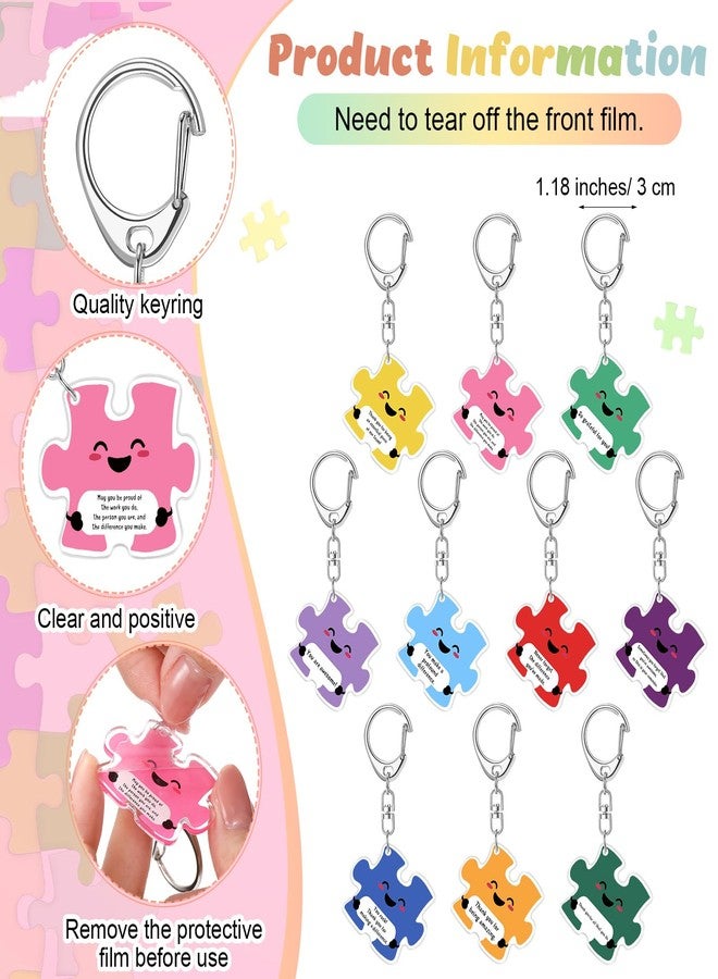 Dunzoom 40 Set Christmas Team Appreciation Gifts for Employee Coworker Office Staff Teacher Volunteer Bulk Team Work Building Puzzle Piece Keychains & Ballpoint Pens (Inspirational) - Image 3
