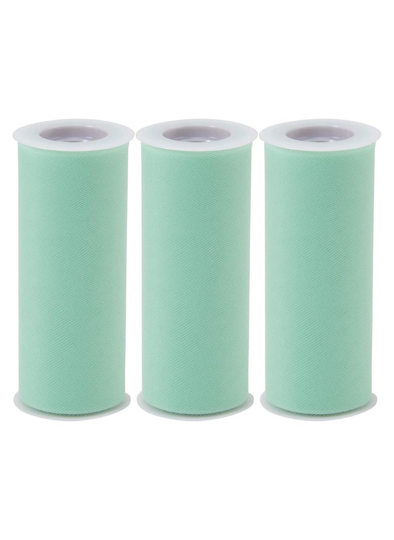 Party with Emma Tulle Fabric Rolls 6 Inch Tulle Ribbon Netting Spool for Tutu Skirt Wedding Baby Shower Birthday Party Decorations Gift Wrapping DIY Crafts (Mint 3 Rolls)  - Image 5