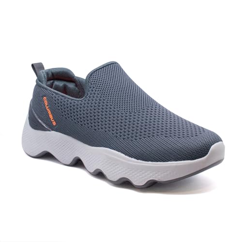 Columbus Sports Shoes - Running Shoes|Walking Shoes| Training & Gym Shoe | Outdoors Shoe for Men (Massager-01) (Dark Grey & Fluorescent Orange),UK-08 - Image 1
