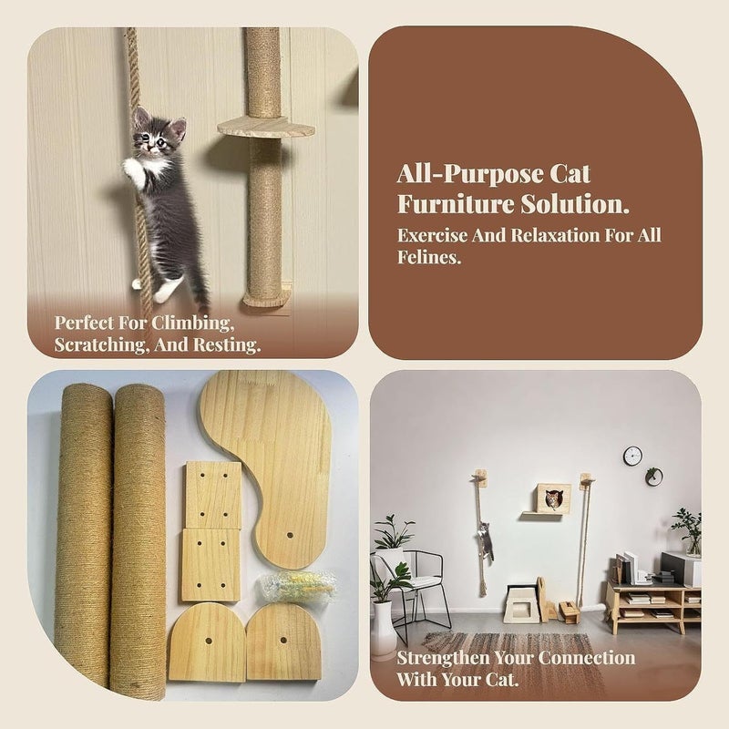 Cat Climbing Climbing Frame Featuring Jumping Steps Elevated Fun Kitten Shelves for Scratching, 130cm - Image 2
