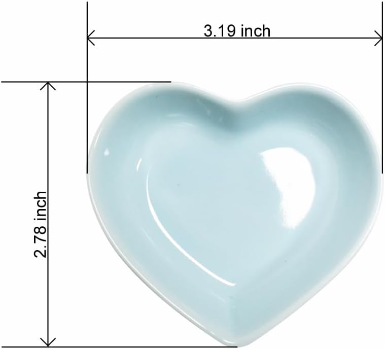 Lotatheta Light Blue 6 pcs Soy Sauce Dish Heart Shaped Porcelain Ceramic Dip Dipping Bowls 165 oz for Dinner Baking BBQ and Cooking - Image 2