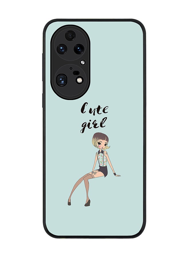 Stylizedd Rugged Black edge case for Huawei P50 Pro Slim fit Soft Case Flexible Rubber Edges Anti Drop TPU Gel Thin Cover - Shy Cute Girl - Image 1