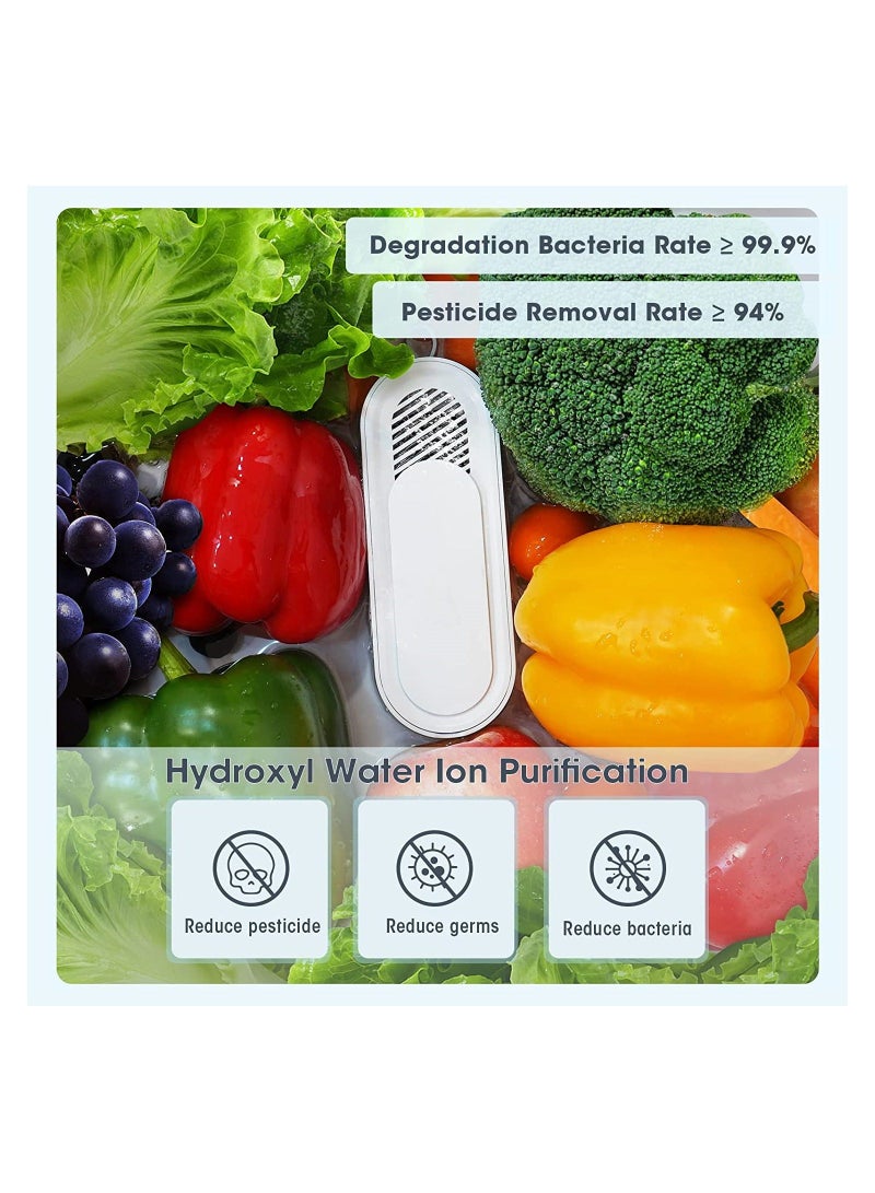NIBEMINENT آلة غسل الفواكه والخضروات SYOSI، منظف تلقائي محمول لاسلكي USB، منظف بالموجات فوق الصوتية بتقنية تنقية OH-ion، أبيض - Image 3