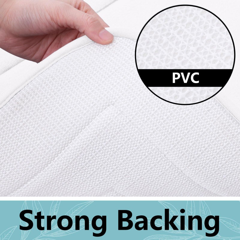 Arotive Arotive Memory Foam Bathroom Rug Mat 54x24  Ultra Soft and Absorbent Bath Mat  Machine Wash Dry  Comfortable Bath Rug Carpet for Bathroom Floor  Tub and Shower  White  - Image 2