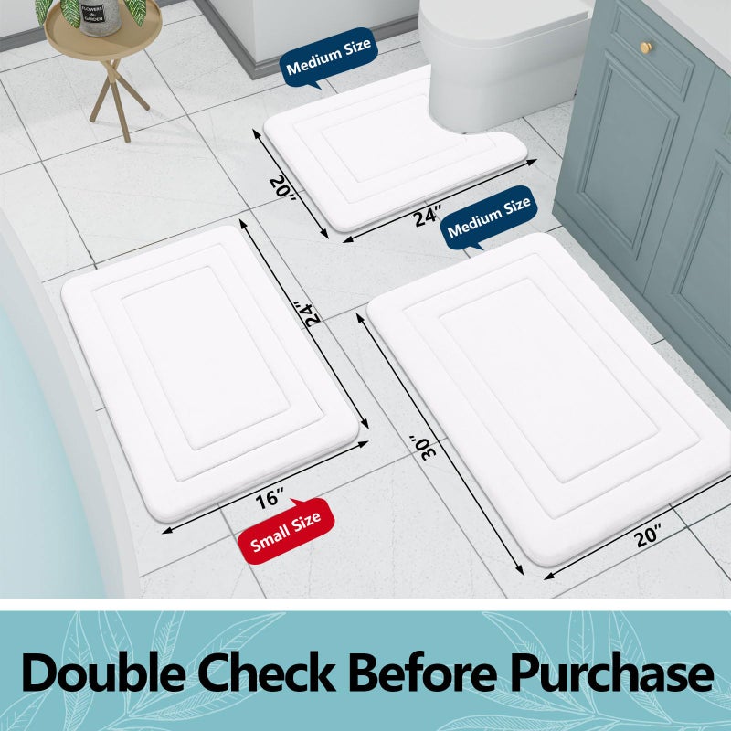Arotive Arotive Memory Foam Bathroom Rug Mat 54x24  Ultra Soft and Absorbent Bath Mat  Machine Wash Dry  Comfortable Bath Rug Carpet for Bathroom Floor  Tub and Shower  White  - Image 4