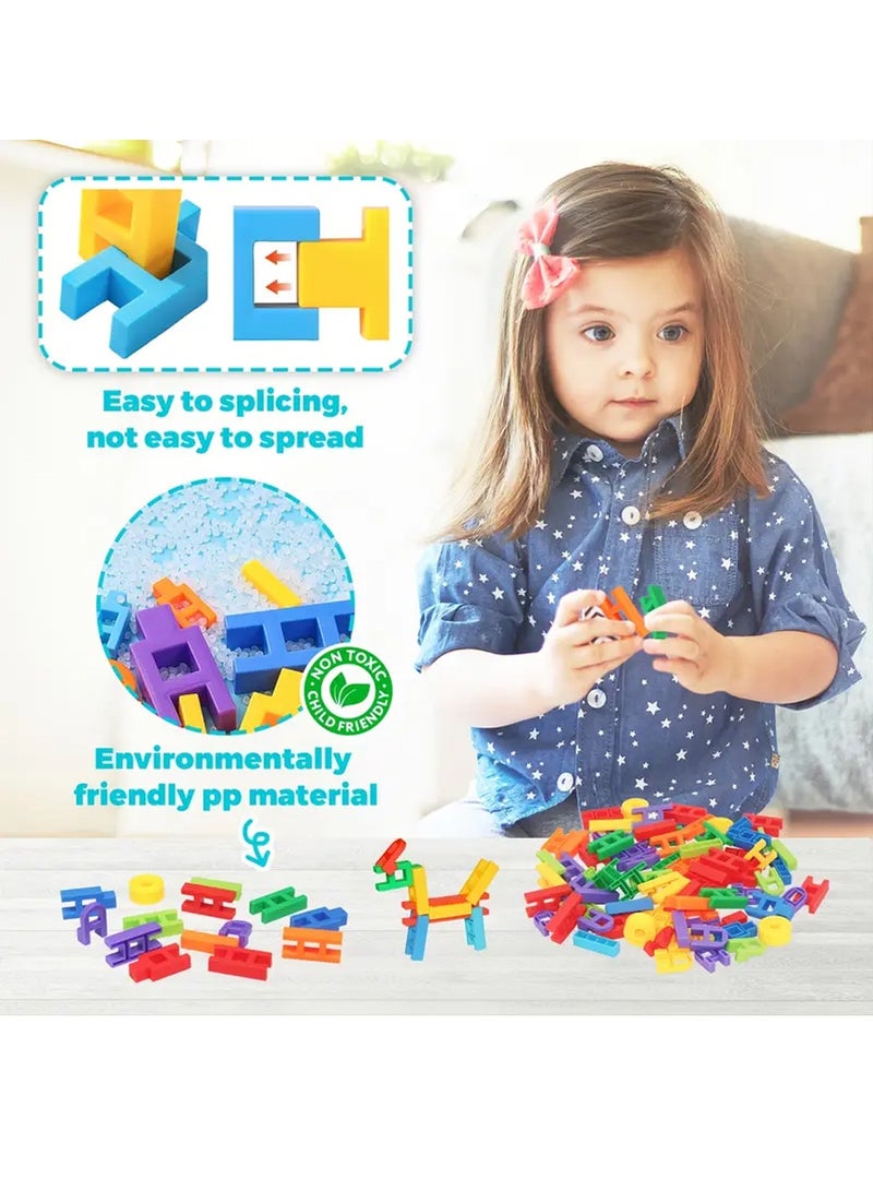 Loquat DIY Plastic 3D Building Blocks - 216 Piece STEM Educational Toys for Kids Ages 3+ - H-Shaped Interlocking Fat Brain Game Themed Construction Engineering Set - Image 3