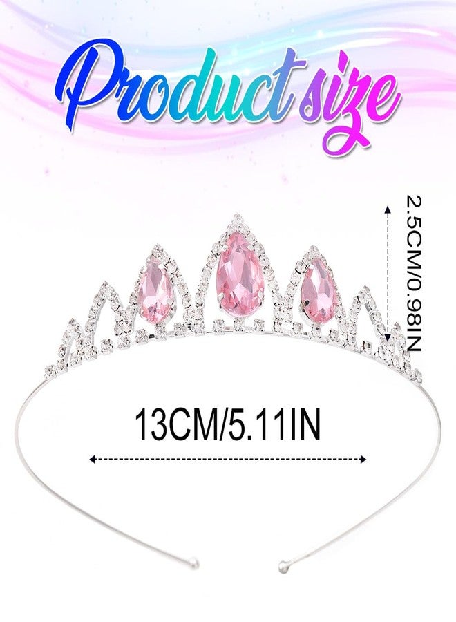 Kilshye Rhinestone Tiara Silver Crystal Princess Tiaras Headband Small Crown for Girls (Pink, Free Size) - Image 5