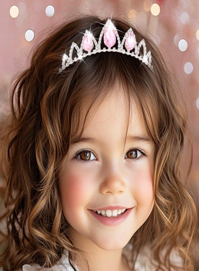Kilshye Rhinestone Tiara Silver Crystal Princess Tiaras Headband Small Crown for Girls (Pink, Free Size) - Image 4