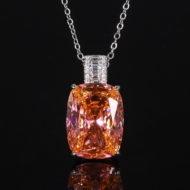 Zhuangshengsheng Jewelry 2024 New Style Simulated Ruby Pendant Necklace, 15*20mm, Gold-Plated Copper, Elegant Geometric Design
