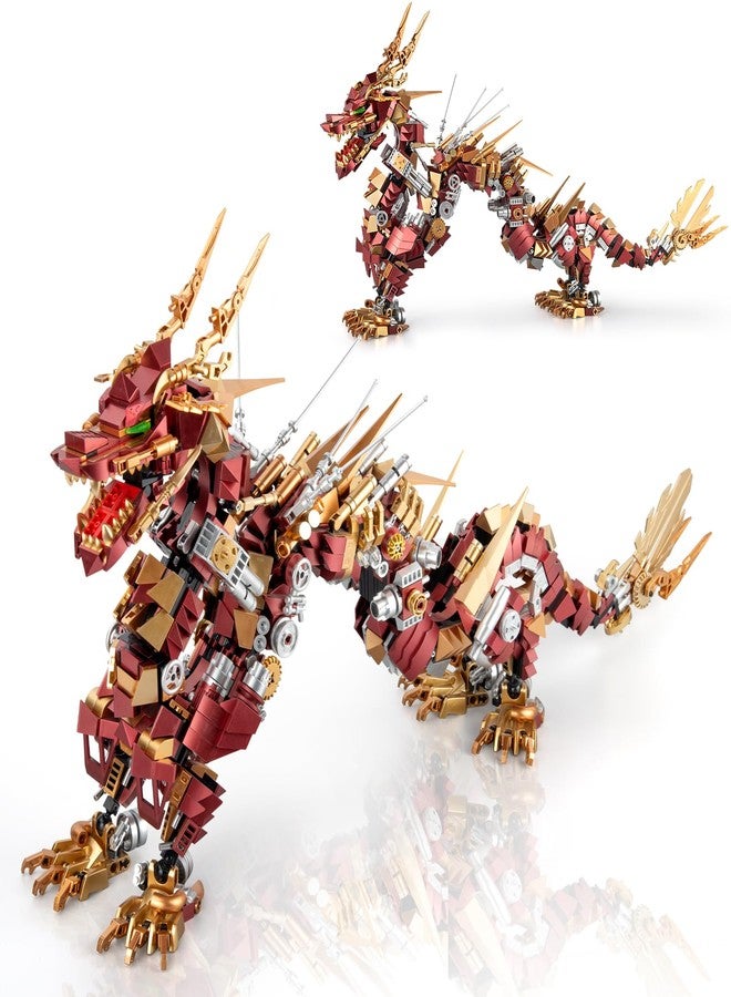HIGH GODO Dragon Building Blocks Sets for Adults, Red Mechanical Dragon Animal Building Model Collectible Display Toys, Cool Toys Gifts for Boys Teens Fans (1596 Pieces) - Image 1