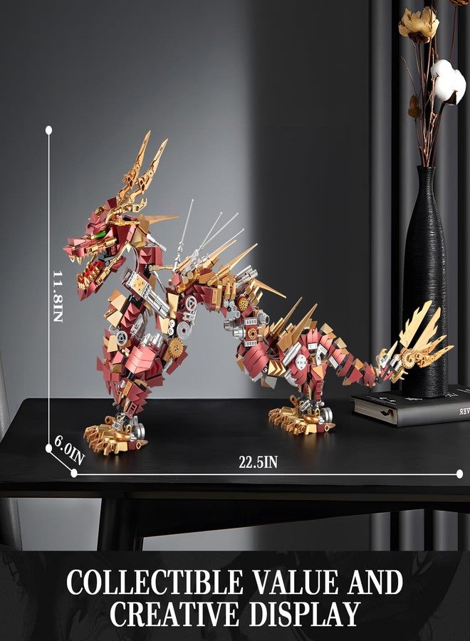 HIGH GODO Dragon Building Blocks Sets for Adults, Red Mechanical Dragon Animal Building Model Collectible Display Toys, Cool Toys Gifts for Boys Teens Fans (1596 Pieces) - Image 5
